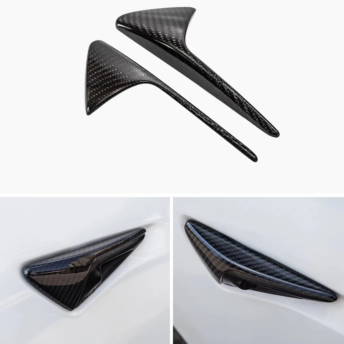 Real Carbon Fiber Side Camera Cover for Tesla Model 3 Highland-TESGOD