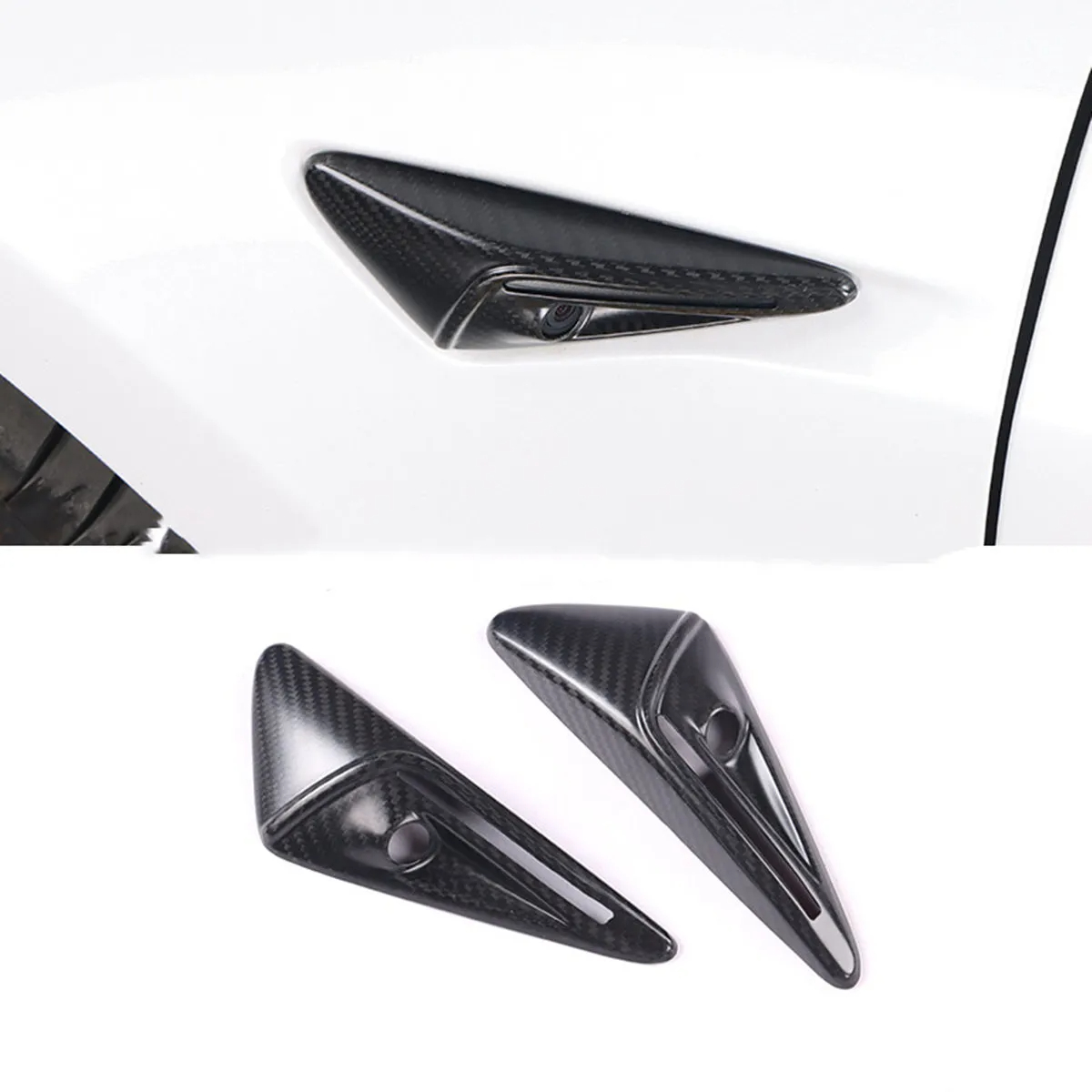 Real Carbon Fiber Side Camera Cover for Tesla Model 3 Highland-TESGOD