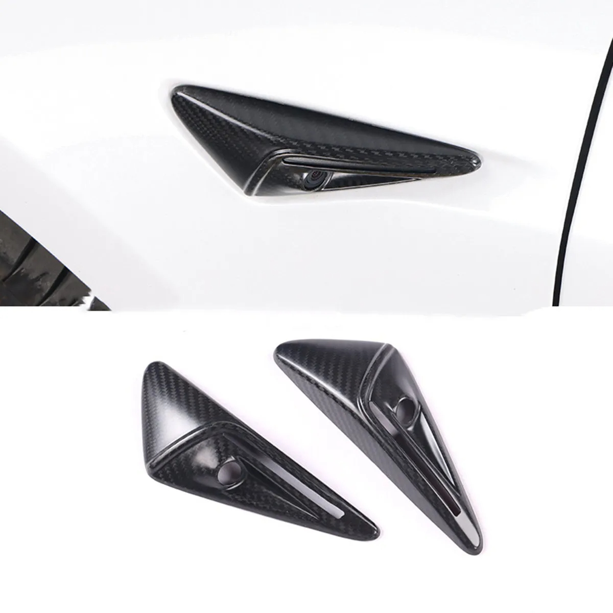 Real Carbon Fiber Side Camera Cover for Tesla Model 3 Highland-TESGOD