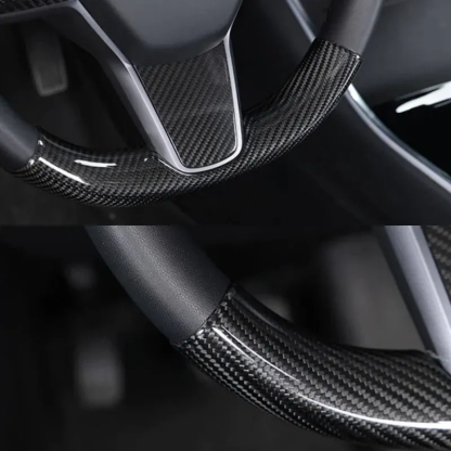 Real Carbon Fiber Steering Wheel Cover for Tesla Model Y/3 Highland-TESGOD