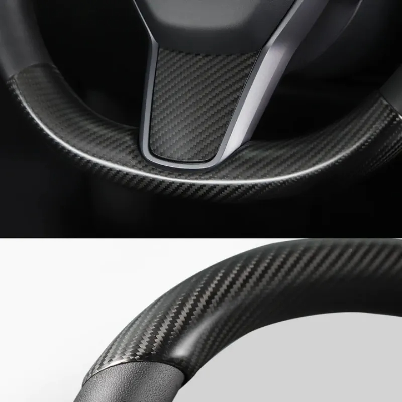 Real Carbon Fiber Steering Wheel Cover for Tesla Model Y/3 Highland-TESGOD