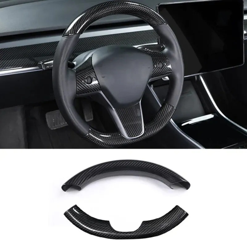 Real Carbon Fiber Steering Wheel Cover for Tesla Model Y/3 Highland-TESGOD
