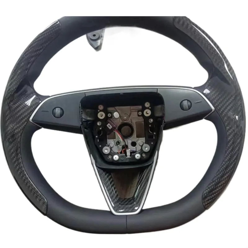 Real Carbon Fiber Steering Wheel Cover for Tesla Model Y/3 Highland-TESGOD