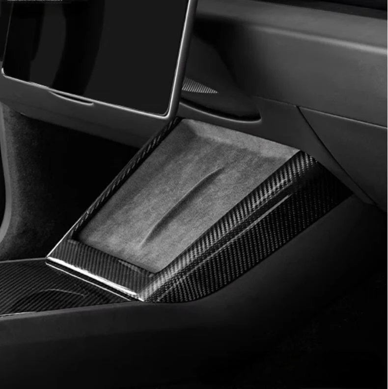 Real Dry Carbon Fiber Wireless Charging Frame for New Model Y 2025+ / Model 3 Highland 2024+-TESGOD