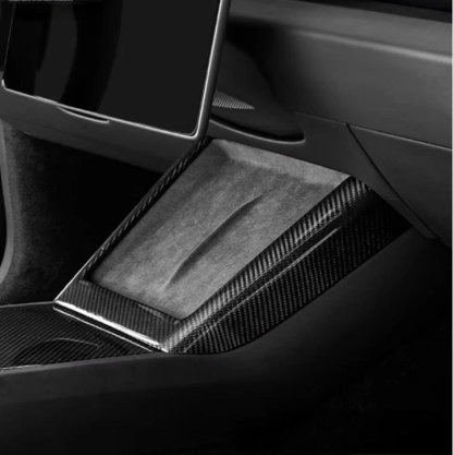 Real Dry Carbon Fiber Wireless Charging Frame for New Model Y 2025+ / Model 3 Highland 2024+-TESGOD