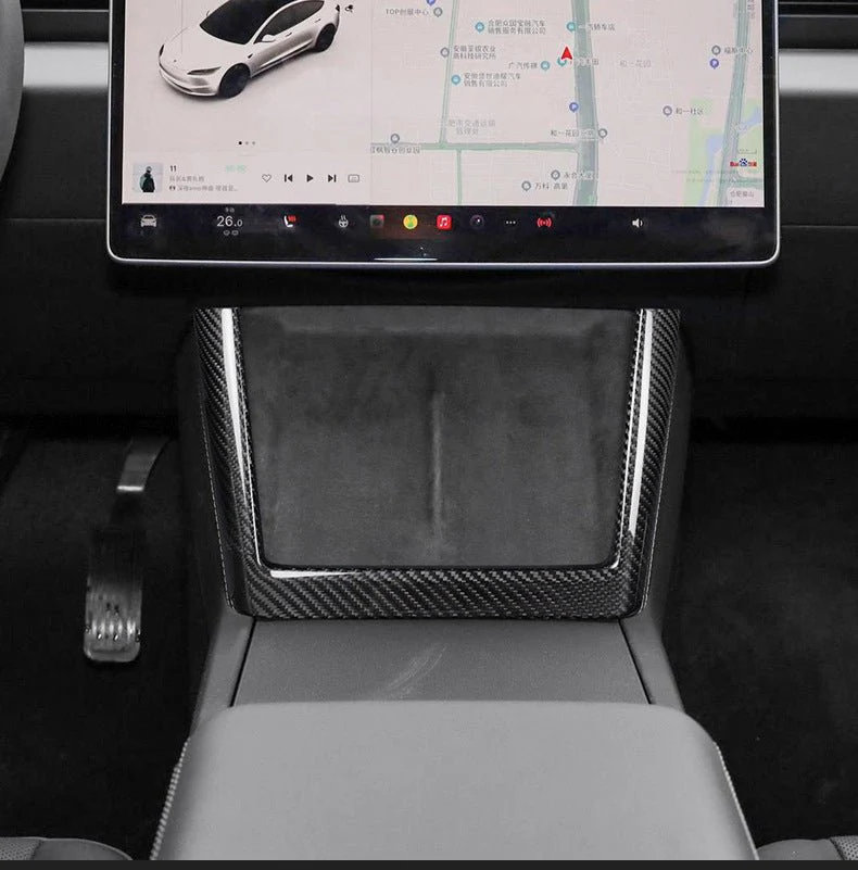 Real Dry Carbon Fiber Wireless Charging Frame for New Model Y 2025+ / Model 3 Highland 2024+-TESGOD