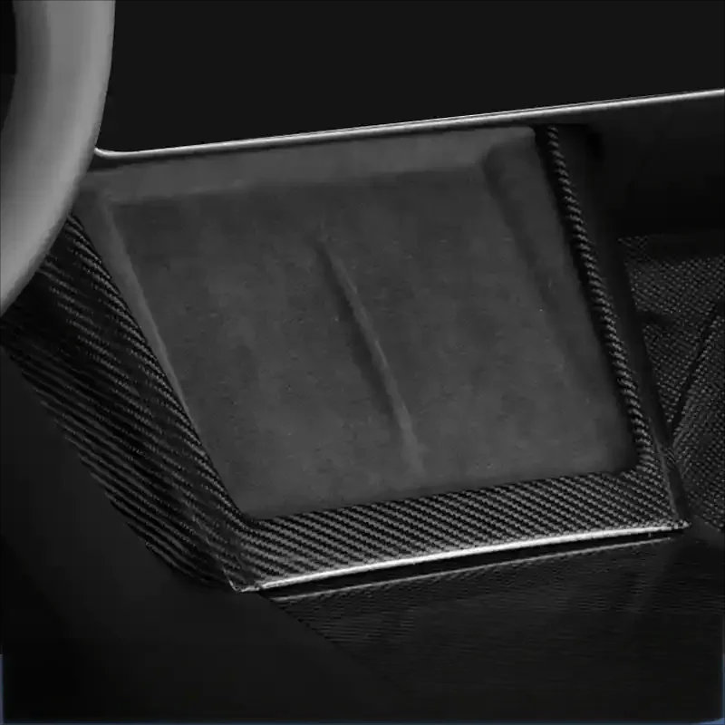 Real Dry Carbon Fiber Wireless Charging Frame for New Model Y 2025+ / Model 3 Highland 2024+-TESGOD
