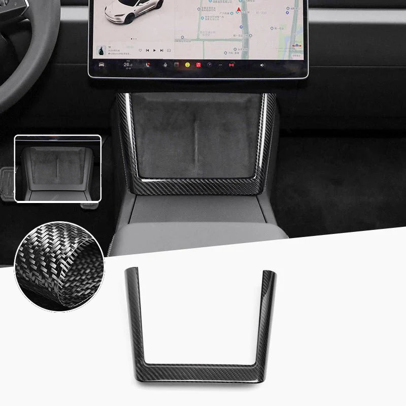 Real Dry Carbon Fiber Wireless Charging Frame for New Model Y 2025+ / Model 3 Highland 2024+-TESGOD