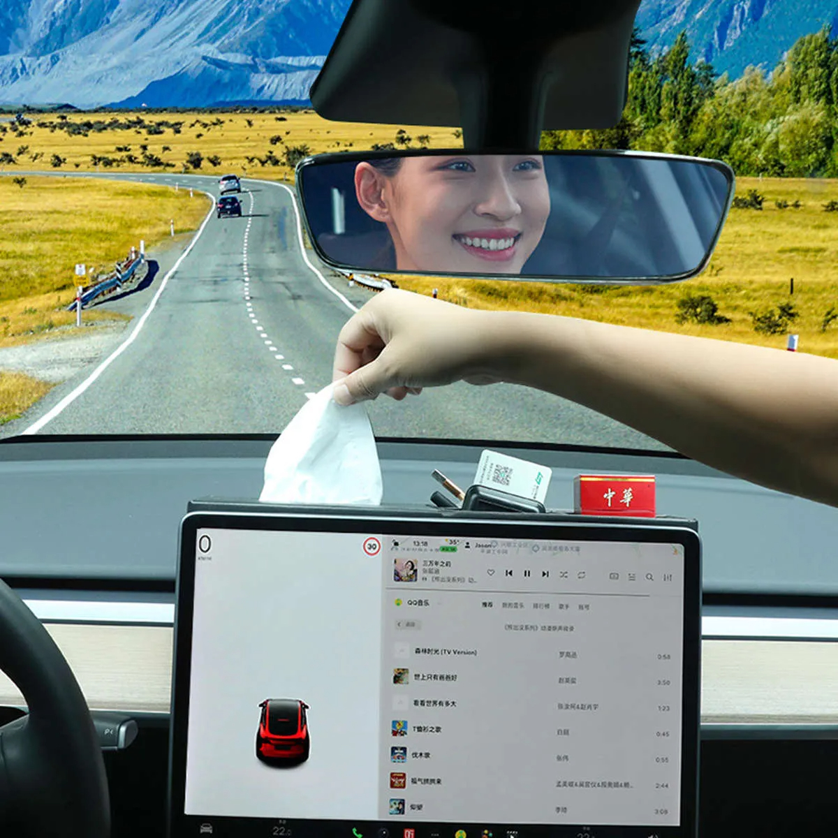 Rear Screen Storage Box for Tesla Model 3/Y-TESGOD