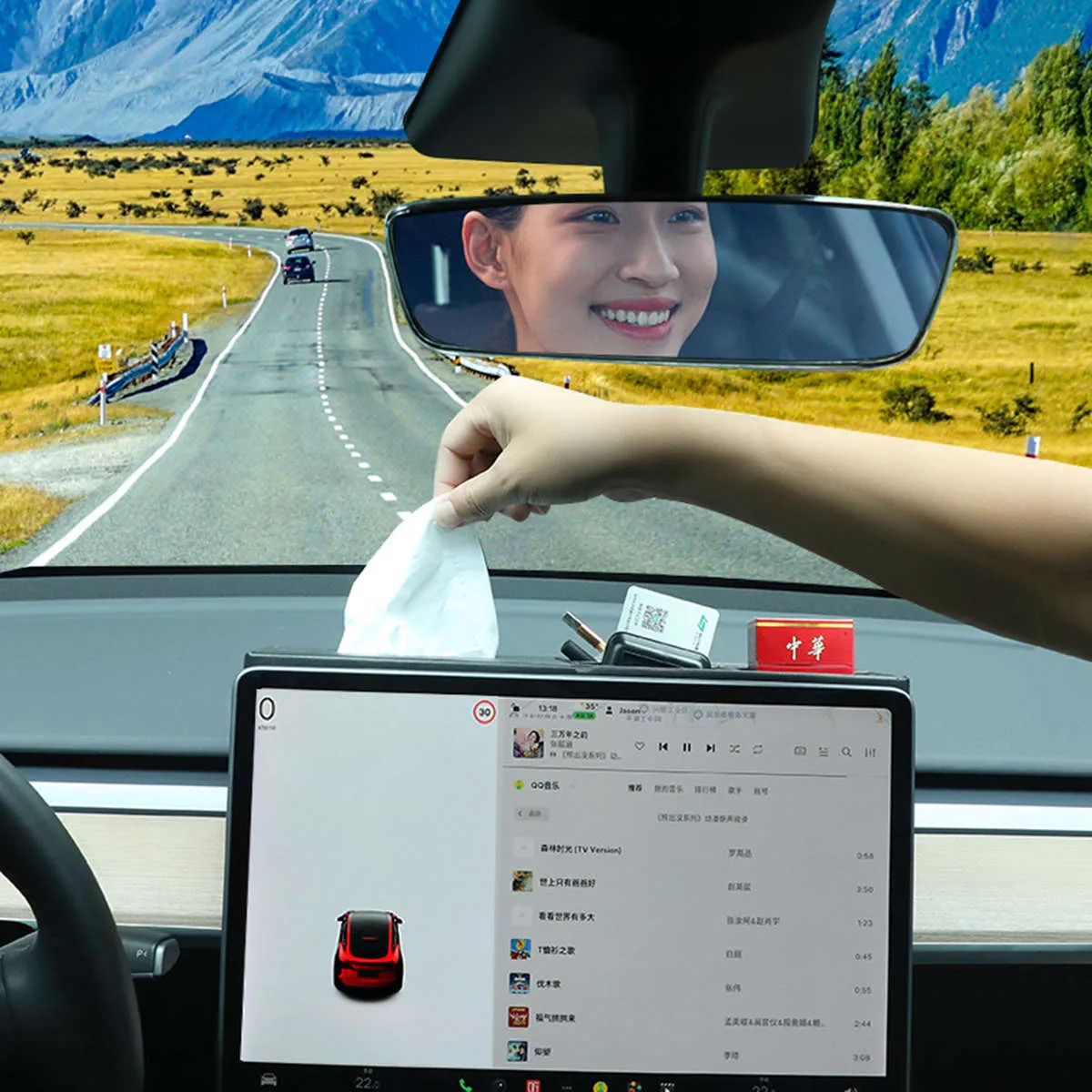 Rear Screen Storage Box for Tesla Model 3/Y-TESGOD