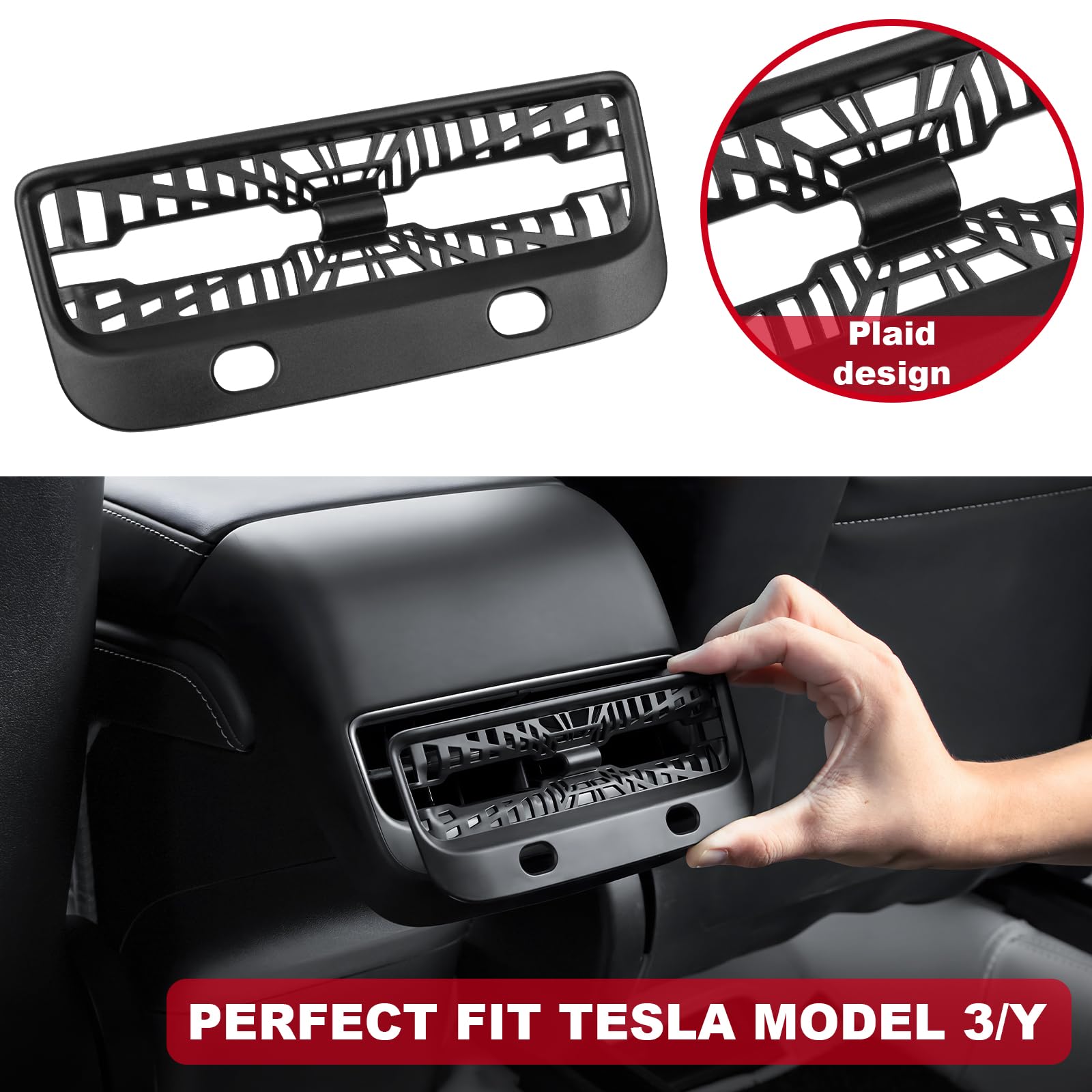 Tesla Model Y/3 Rear Seat Vent Cover Frame and Under Seat Outlet Cover-TESGOD