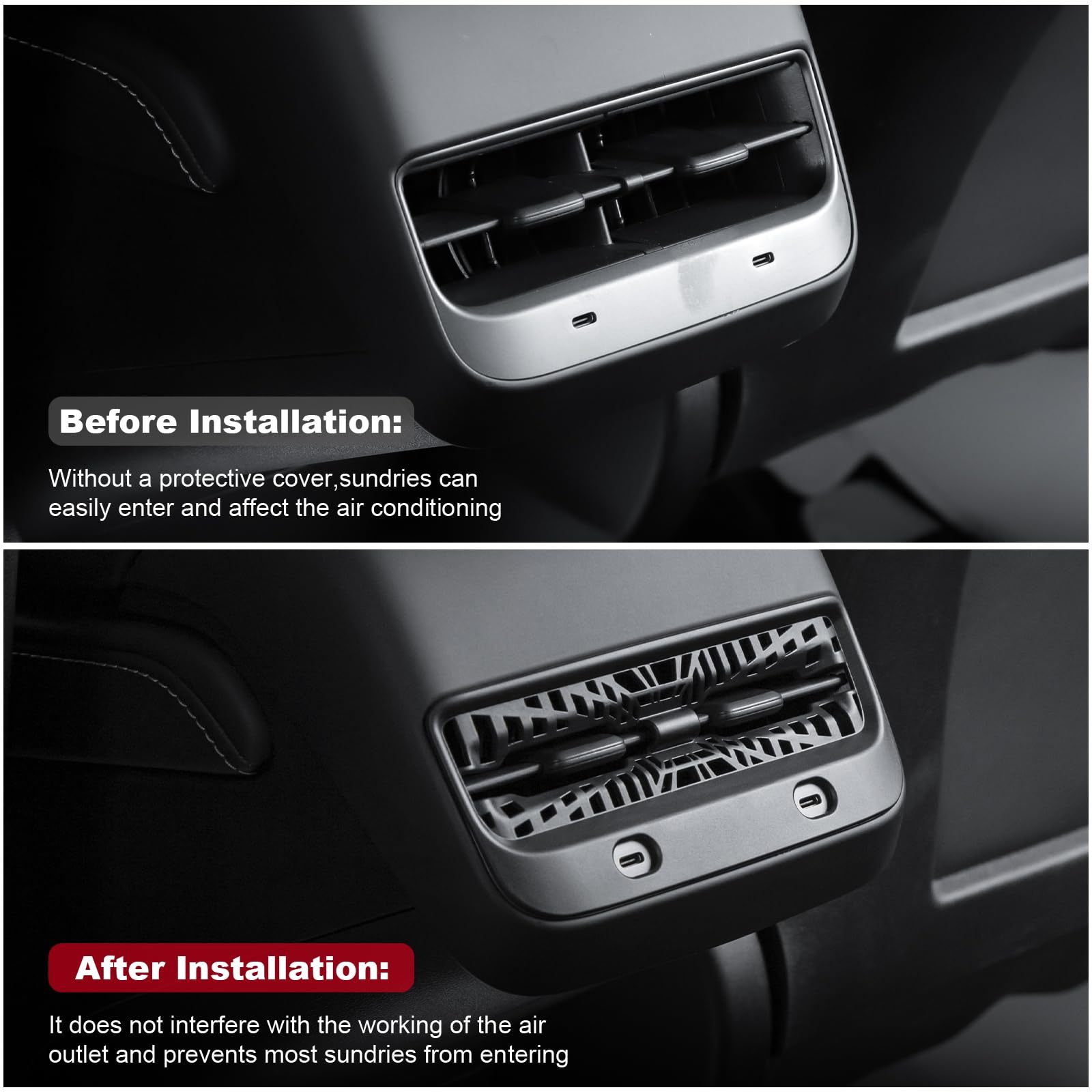 Tesla Model Y/3 Rear Seat Vent Cover Frame and Under Seat Outlet Cover-TESGOD