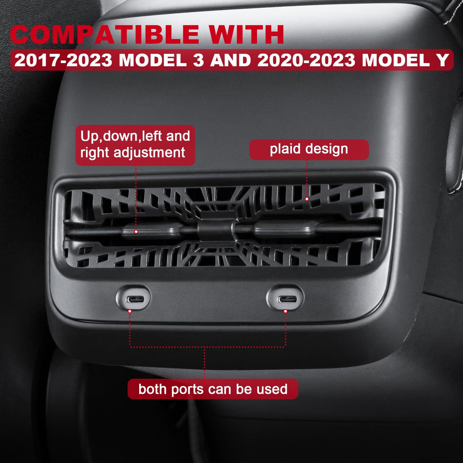 Tesla Model Y/3 Rear Seat Vent Cover Frame and Under Seat Outlet Cover-TESGOD