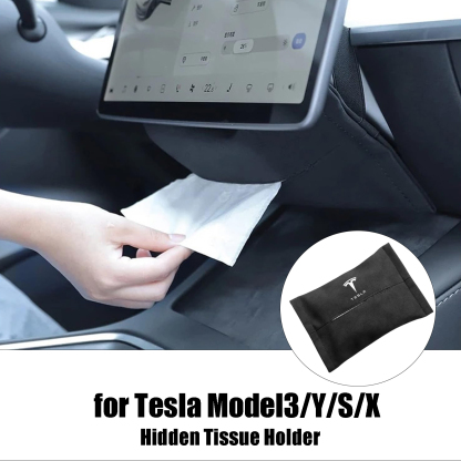 Suede Tissue Box for Tesla Model S/3/X/Y – Space-Saving Design-TESGOD