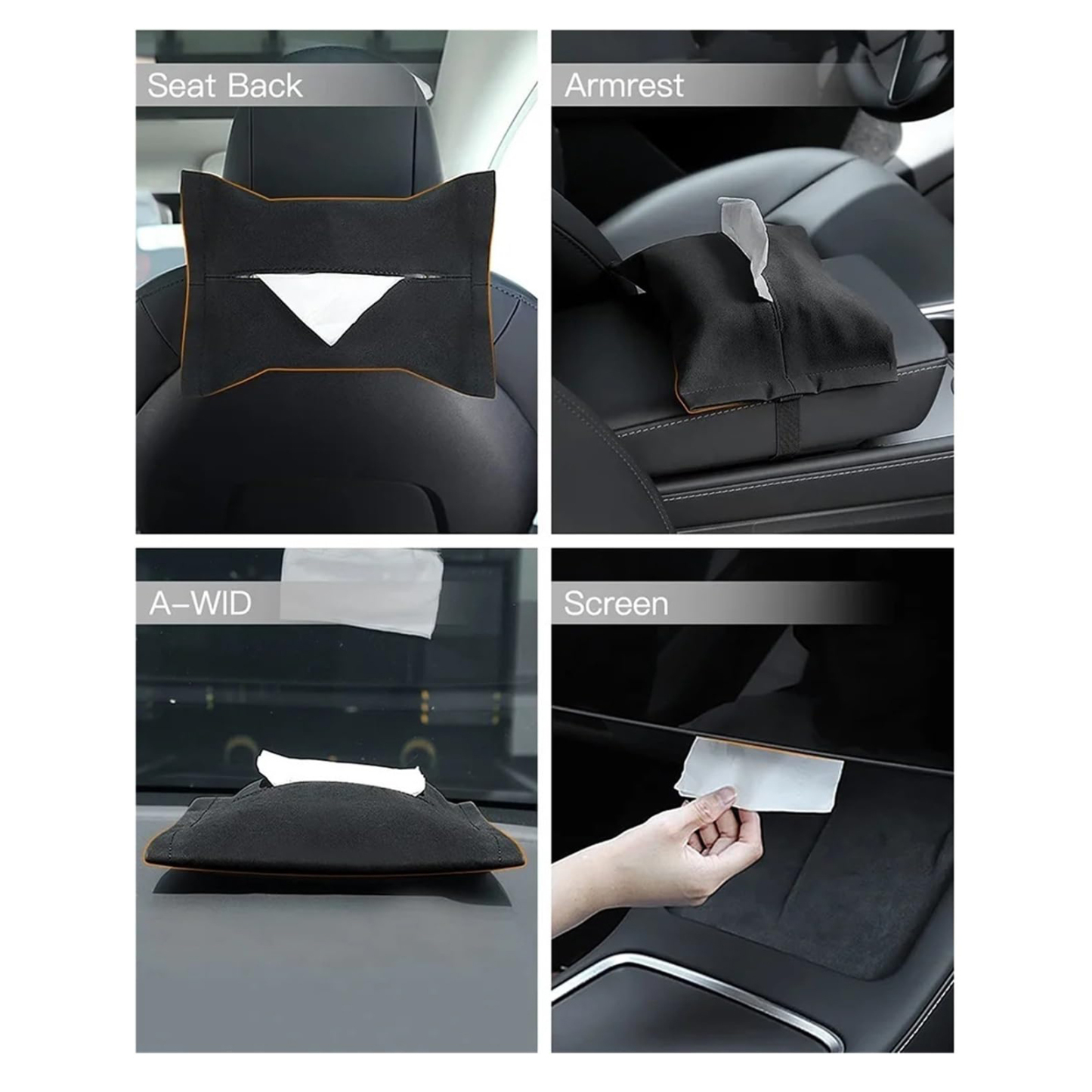 Suede Tissue Box for Tesla Model S/3/X/Y – Space-Saving Design-TESGOD