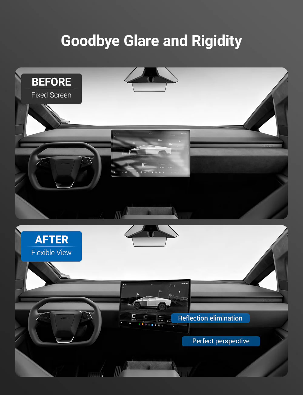 Rotatable Center Console Screen Mount for Tesla Cybertruck