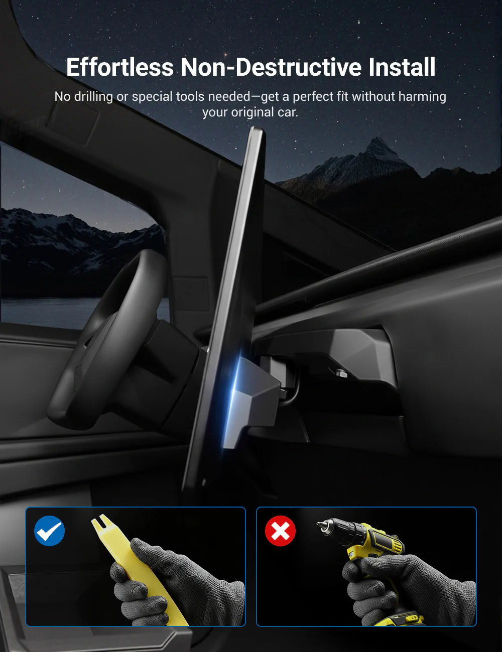 Rotatable Center Console Screen Mount for Tesla Cybertruck