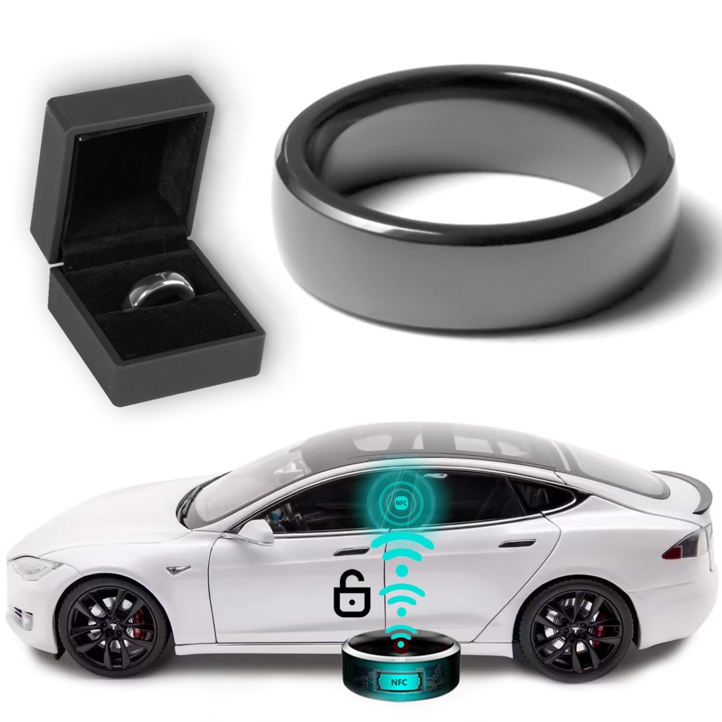 Tesla Smart Key Ring for Model 3/Y – Zirconia Ceramic RFID Key-TESGOD