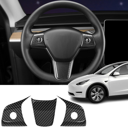 True Carbon Fiber Steering Wheel Patch for Tesla Model 3/Y-TESGOD