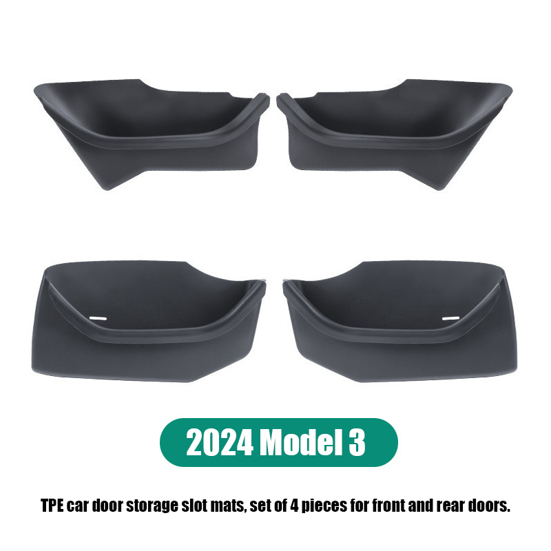 TPE Full-Cover Car Door Storage Slot Mats for Tesla Model 3 Highland 2024+-TESGOD