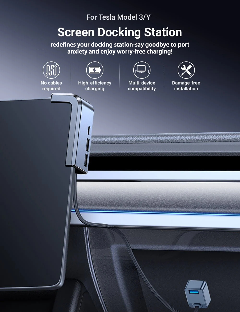 Screen Docking Station for Tesla Model 3/Y（2020-2024）-TESGOD