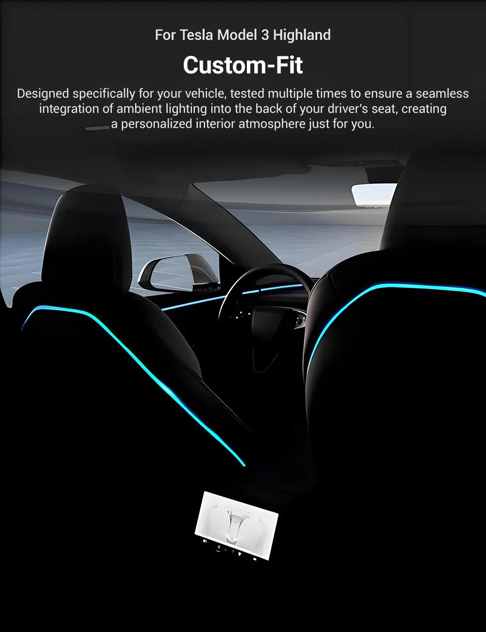 Seat Back Ambient Lighting for Tesla Model 3 Highland 2024+ / New Model Y 2025+  (Set of 2)-TESGOD