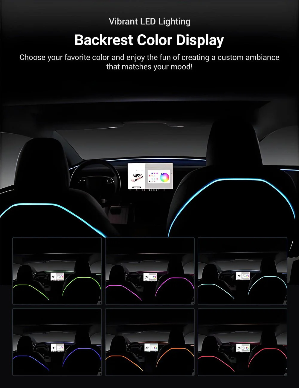 Seat Back Ambient Lighting for Tesla Model 3 Highland 2024+ / New Model Y 2025+  (Set of 2)-TESGOD