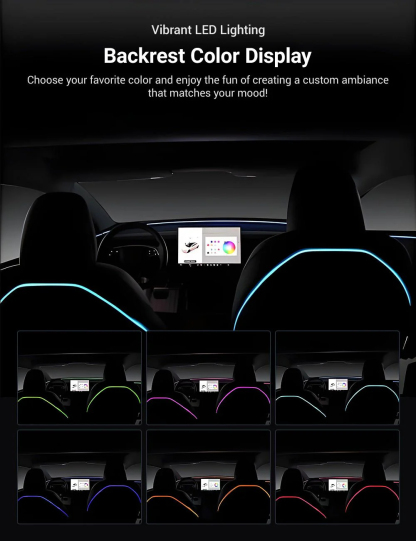 Seat Back Ambient Lighting for Tesla Model 3 Highland 2024+ / New Model Y 2025+  (Set of 2)-TESGOD