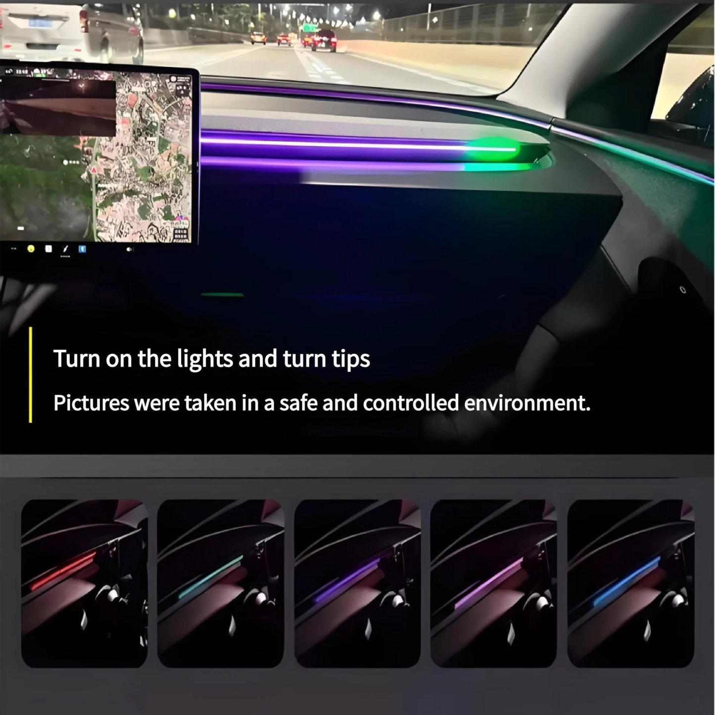 Smart BSD Blind Spot Monitor RGB Ambient Alert Lights for Tesla Model 3/Y
