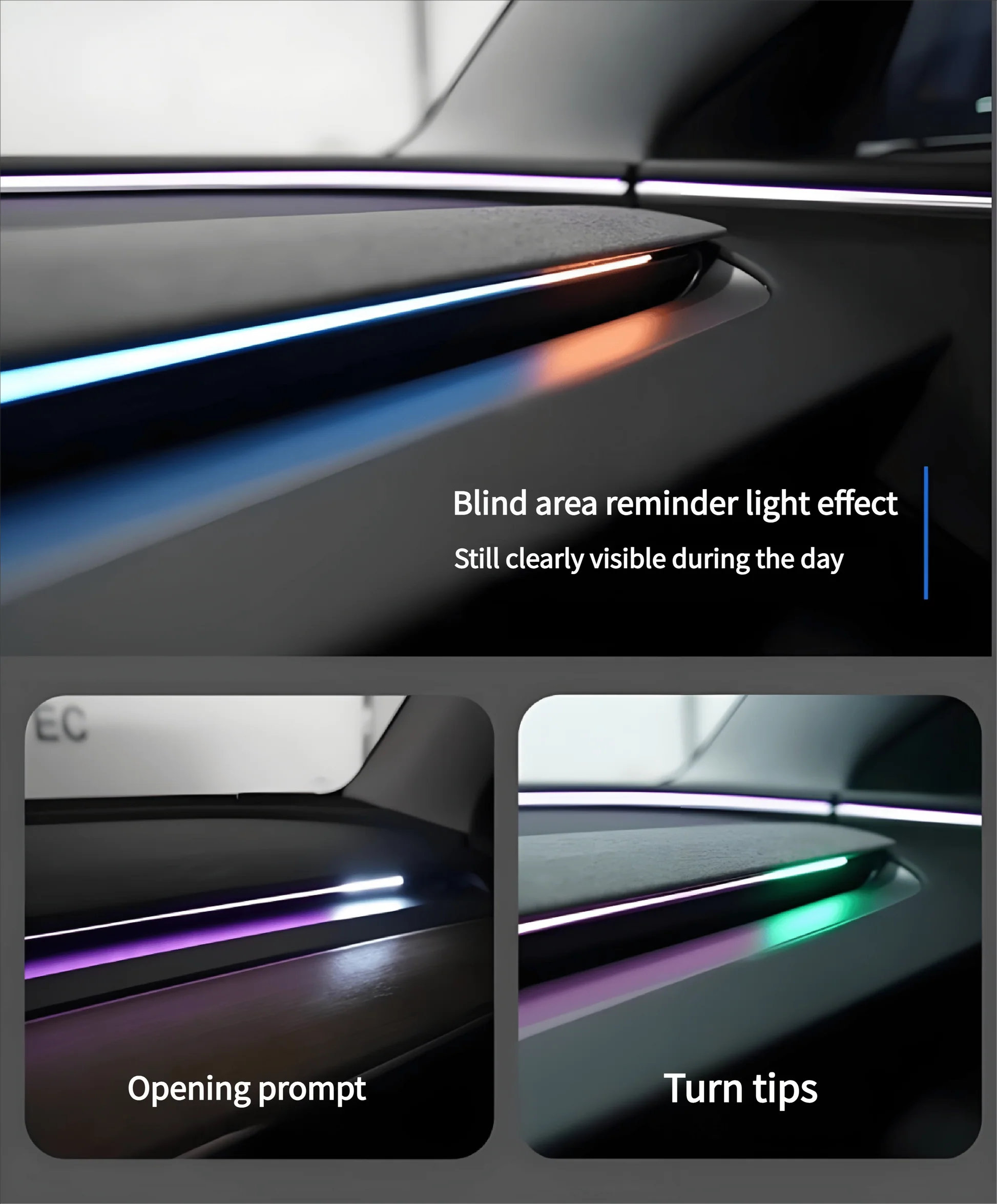 Smart BSD Blind Spot Monitor RGB Ambient Alert Lights for Tesla Model 3/Y