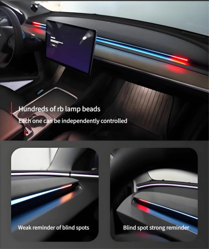 Smart BSD Blind Spot Monitor RGB Ambient Alert Lights for Tesla Model 3/Y