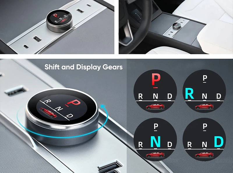 Smart Rotating Gear Shift Dock for Tesla Model 3 Highland - With Display and Quick Charge Ports-TESGOD