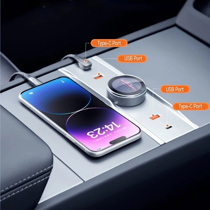 Smart Rotating Gear Shift Dock for Tesla Model 3 Highland - With Display and Quick Charge Ports-TESGOD