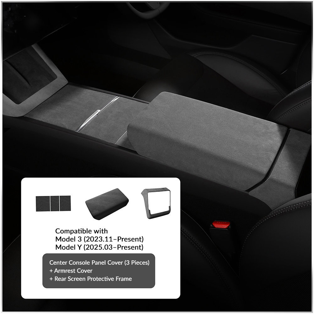 Suede Armrest Cover Compatible with Tesla Model 3/Y (All Years)