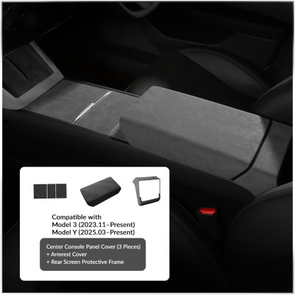 Suede Armrest Cover Compatible with Tesla Model 3/Y (All Years)