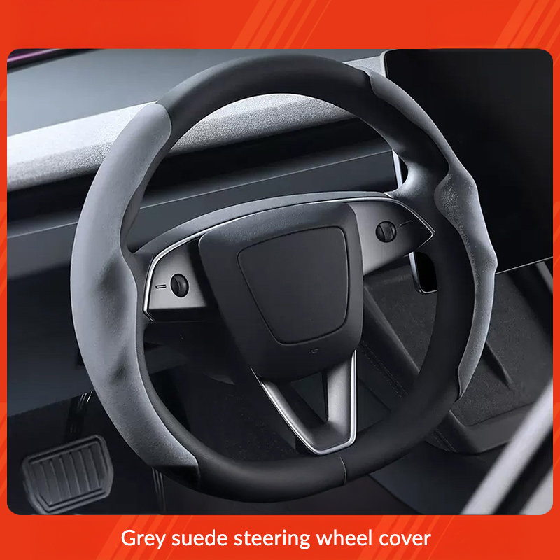 Suede Sport Steering Wheel Cover for Tesla Model 3 Highland / Y Juniper