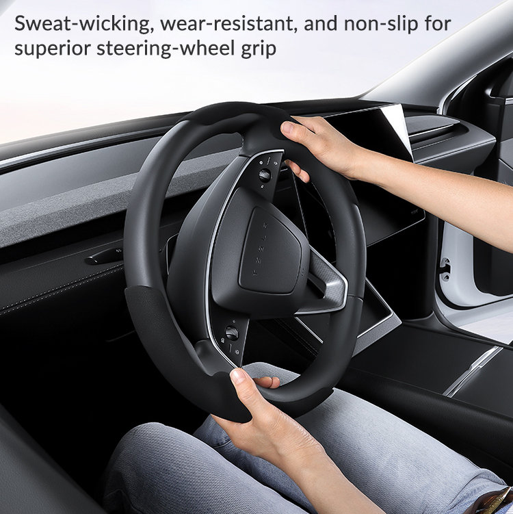 Suede Sport Steering Wheel Cover for Tesla Model 3 Highland / Y Juniper