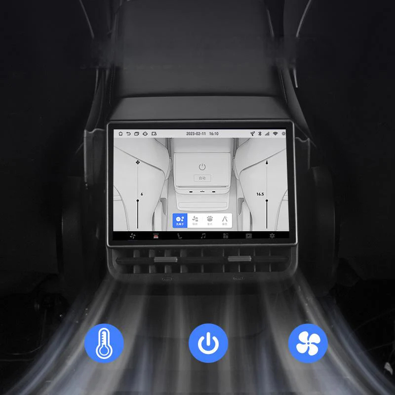 8.66-Inch Android Rear Entertainment Screen for Tesla Model 3/Y – HD Display, Rear Comfort Controls & Built-In Air Purifier-TESGOD