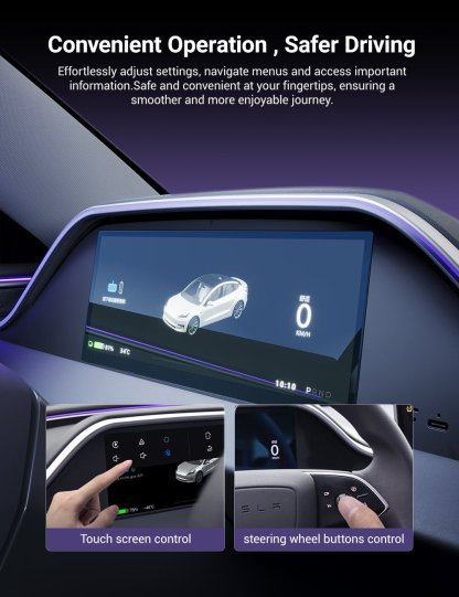 Tesla 8.9 Inch Dashboard Display with Ambient Lighting for Model 3 Highland-TESGOD