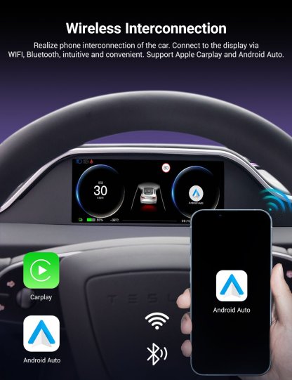 Tesla 8.9 Inch Dashboard Display with Ambient Lighting for Model 3 Highland-TESGOD