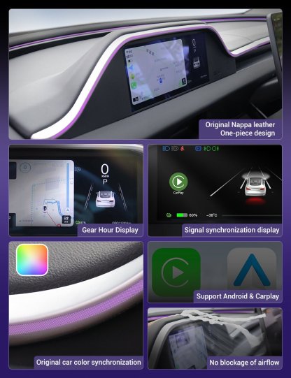 Tesla 8.9 Inch Dashboard Display with Ambient Lighting for Model 3 Highland-TESGOD