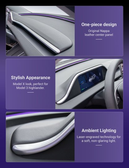 Tesla 8.9 Inch Dashboard Display with Ambient Lighting for Model 3 Highland-TESGOD