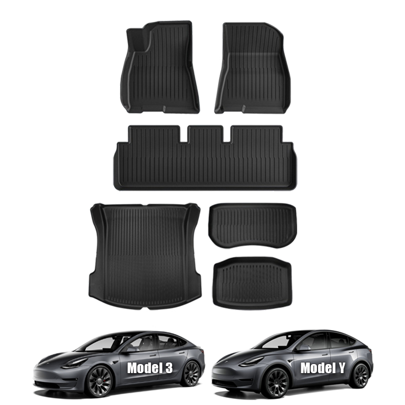 TPE All-Weather Floor Mats for Tesla Model Y (2020-2024) / Model 3 (2021-2024)-TESGOD