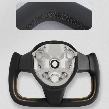 Tesla Model 3/Y Carbon Fiber Yoke Steering Wheel (2017-2023) – Nappa Leather Grip-TESGOD