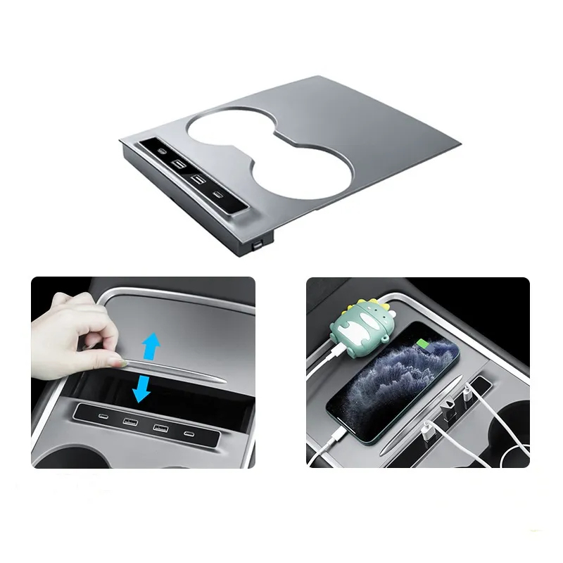 Tesla Model 3 (2021-2023) / Y (2021-2023) 27W Center Console Docking Station Splitter-TESGOD