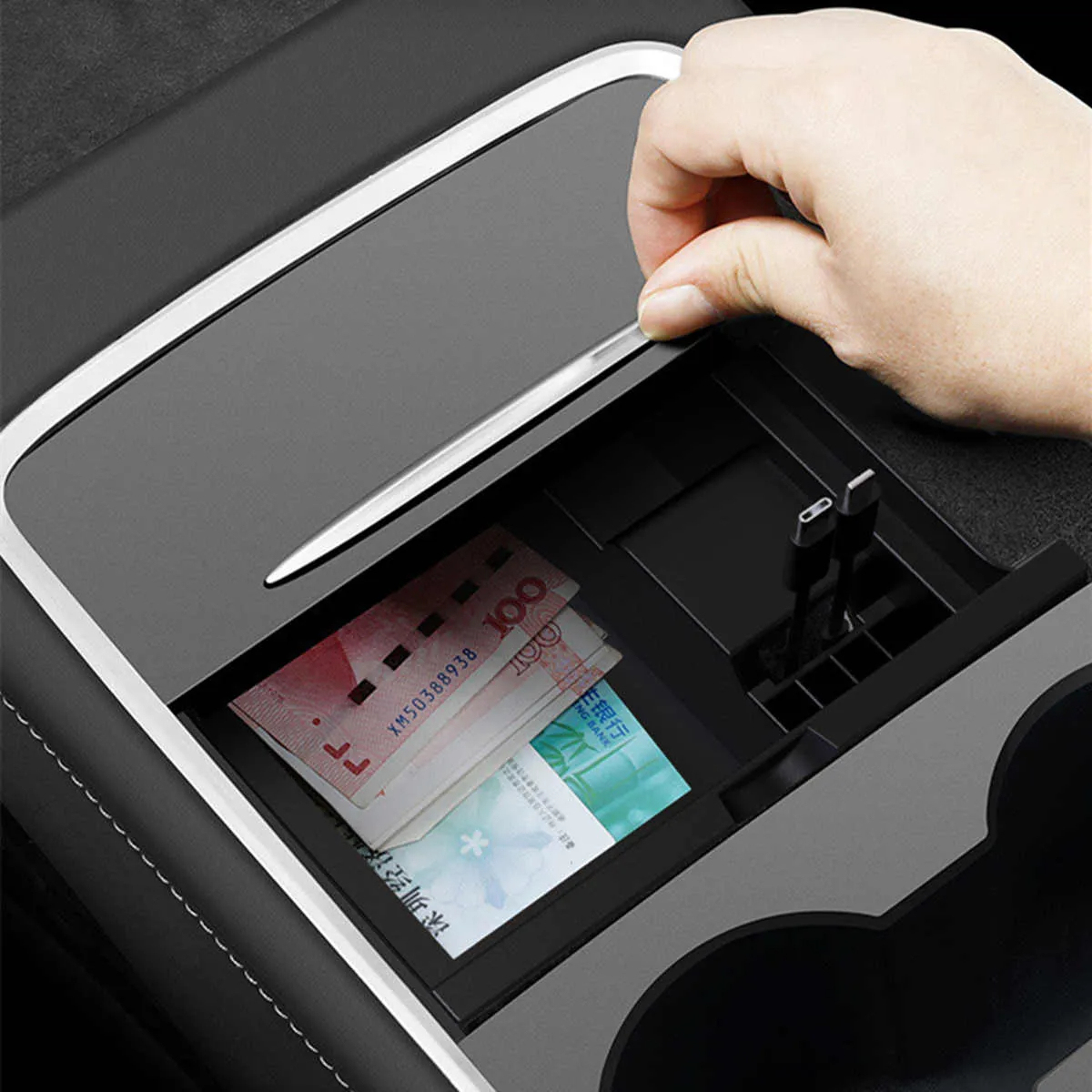 Tesla Model 3/Y With Charging Retractable Cable Storage Box-TESGOD