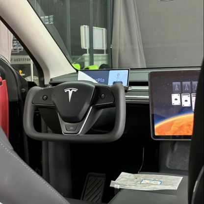 Tesla Model 3/Y Yoke Steering Wheel - Black Nappa Leather-TESGOD
