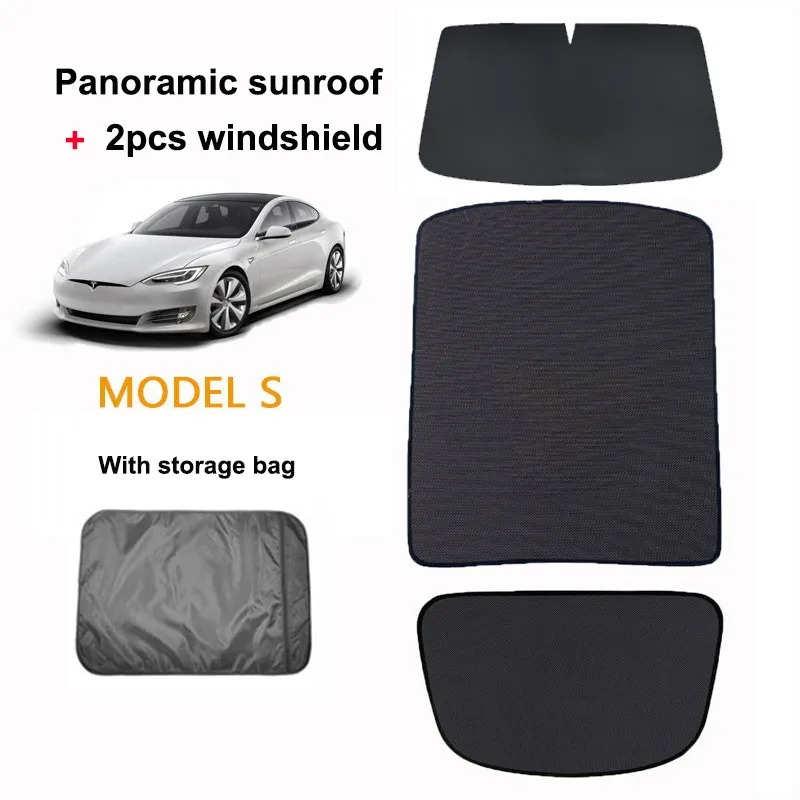 Tesla Model S (2016-2025) Glass Roof Sunshade and Front & Rear Sunroof Sunshade-TESGOD
