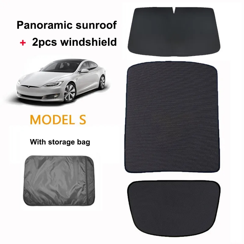 Tesla Model S (2016-2025) Glass Roof Sunshade and Front & Rear Sunroof Sunshade-TESGOD