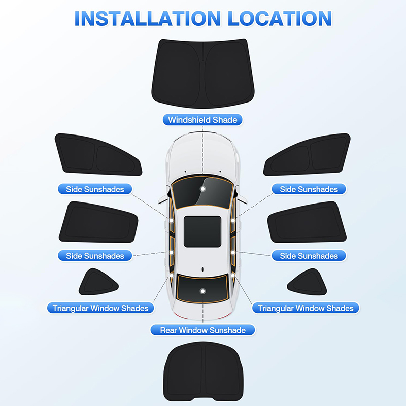 Full Set of 8 Side Window Sunshades for Tesla Model 3/Y-TESGOD